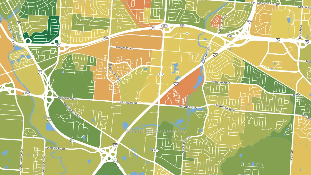 Eastland, Columbus, OH block-group voter-turnout map