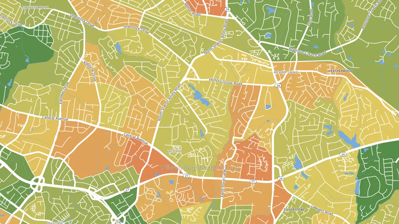 Eastland-Wilora Lake, Charlotte, NC block-group voter-turnout map