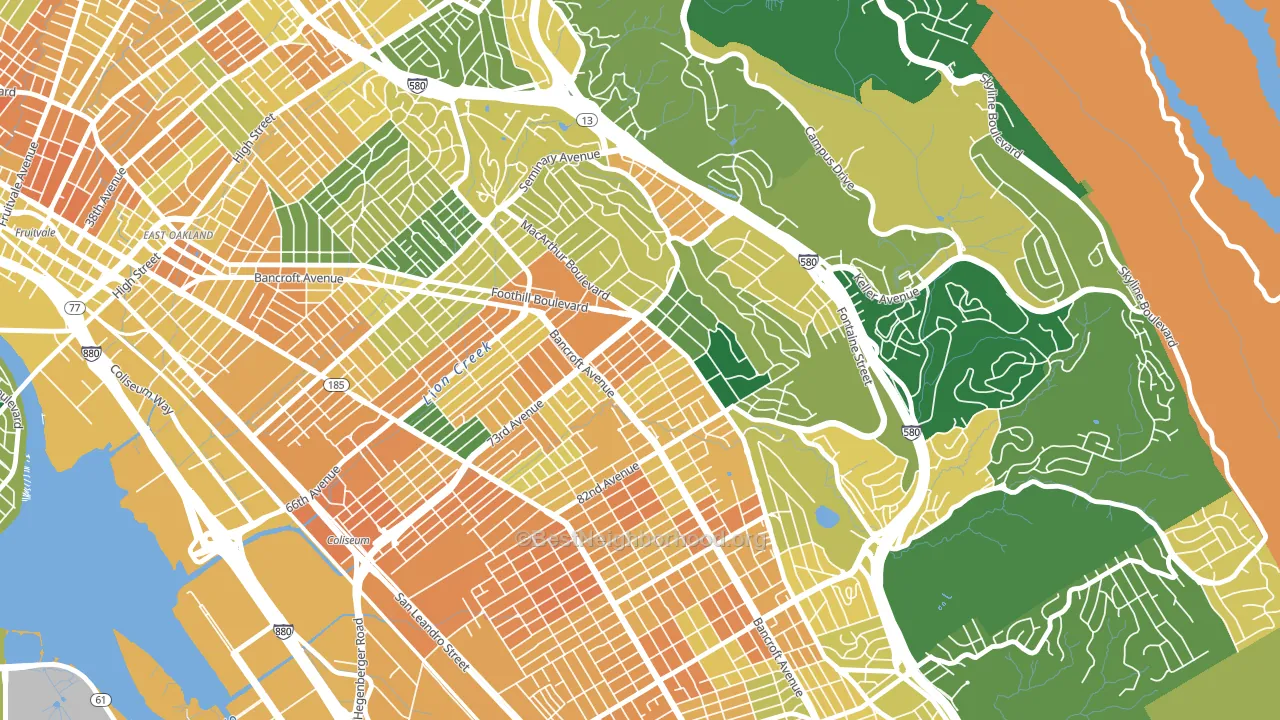 Eastmont, Oakland, CA block-group voter-turnout map