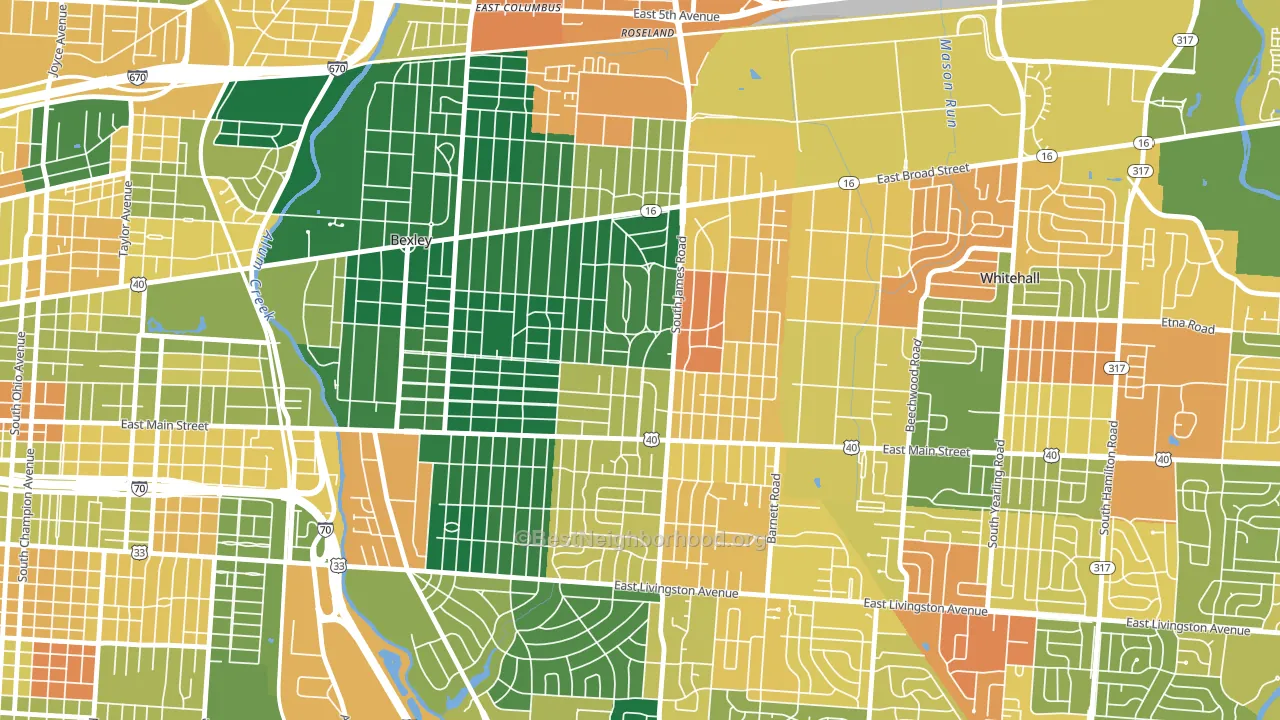 Eastmoor, Columbus, OH block-group voter-turnout map