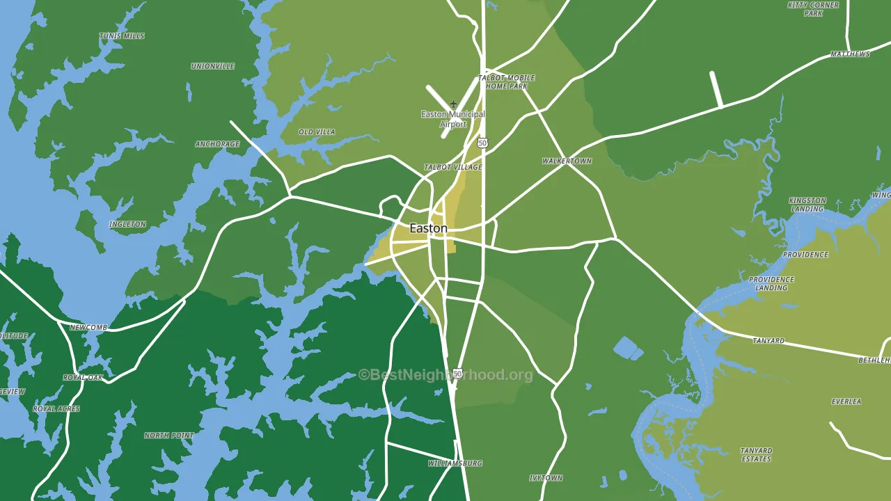 Easton, MD block-group voter-turnout map