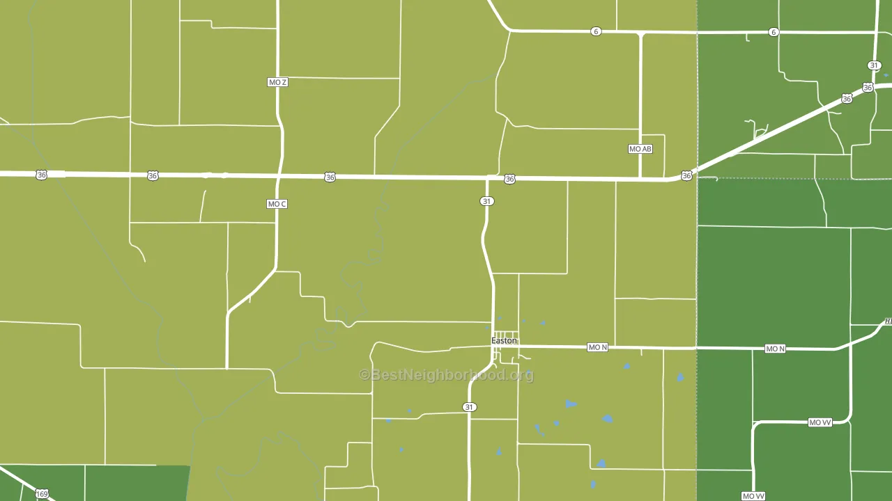 Easton, MO block-group voter-turnout map