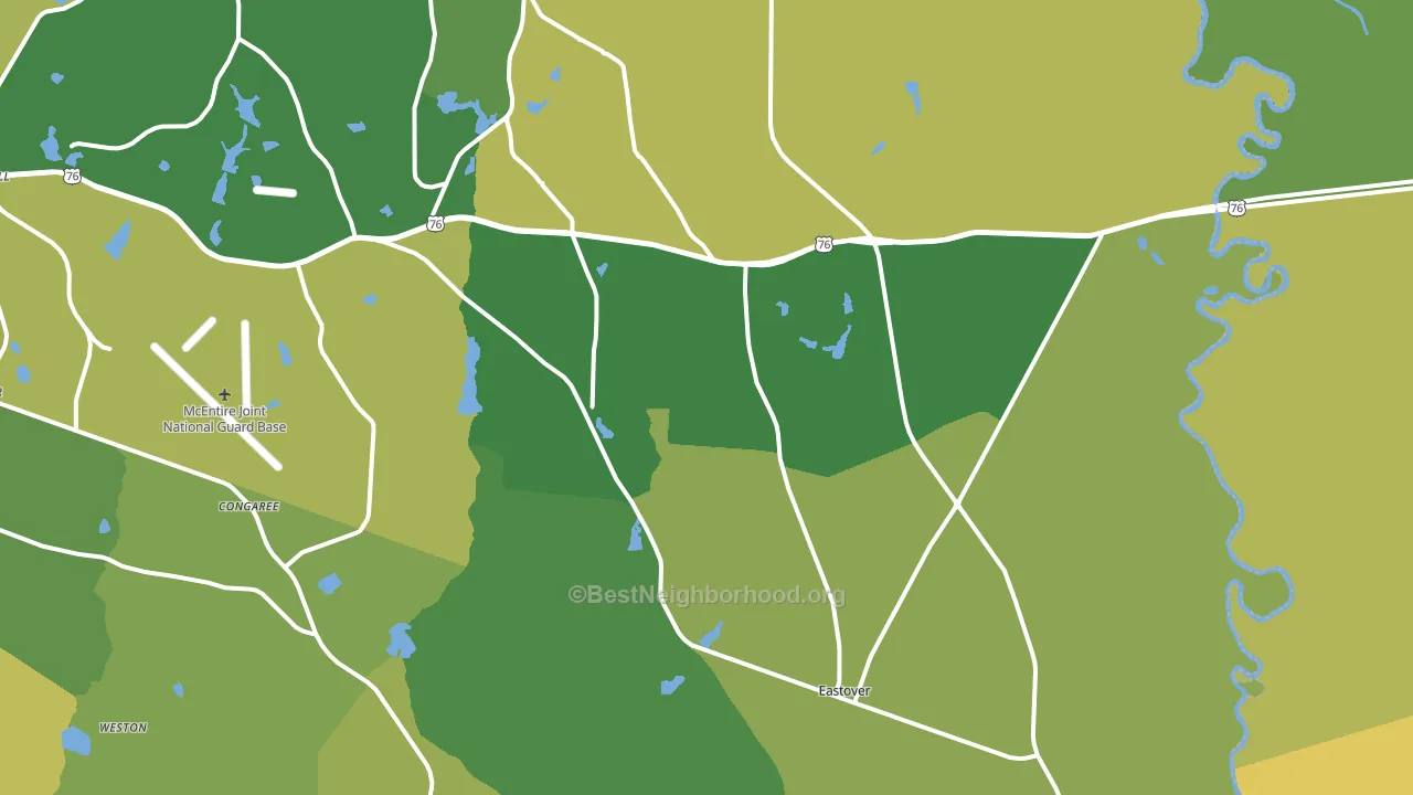 Eastover, SC block-group voter-turnout map