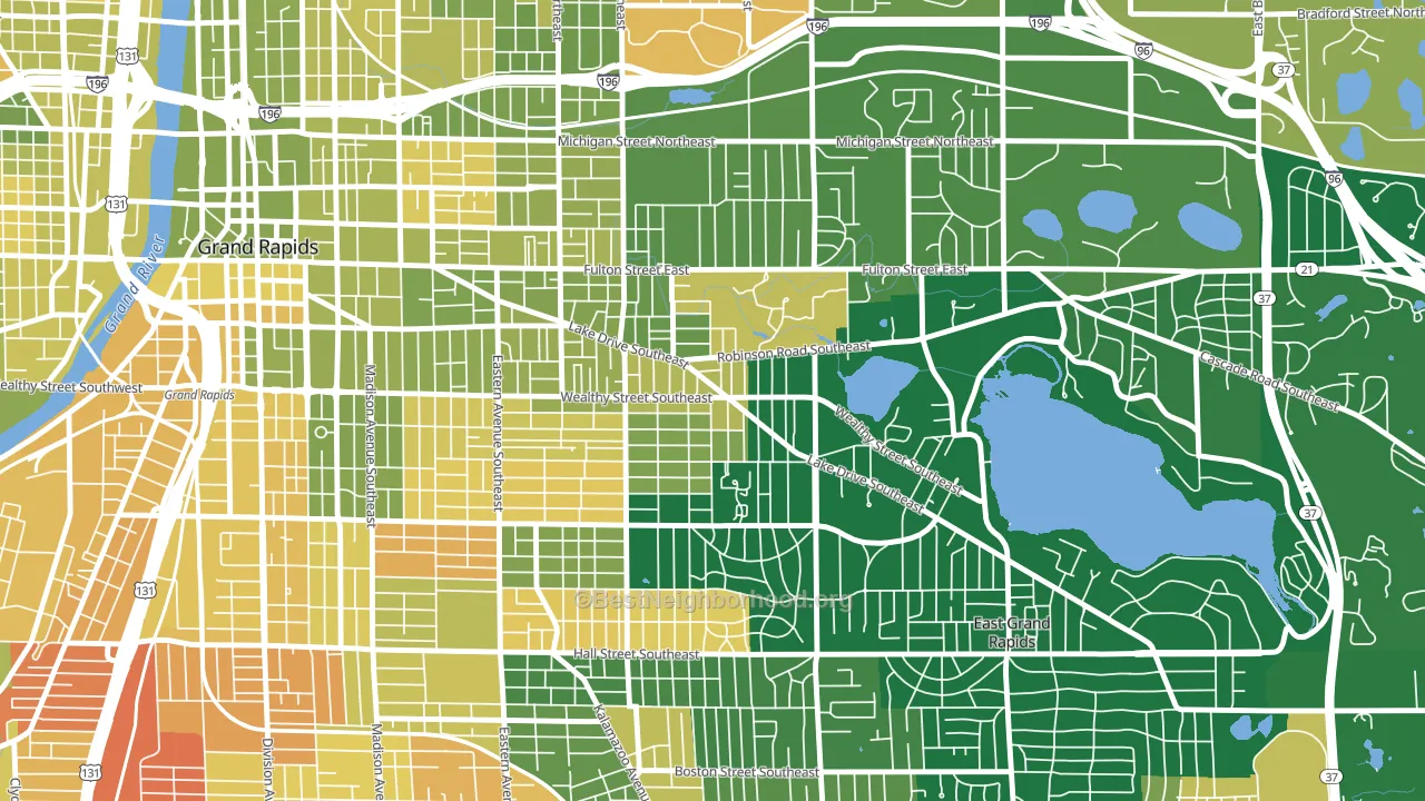 Eastown, Grand Rapids, MI block-group voter-turnout map