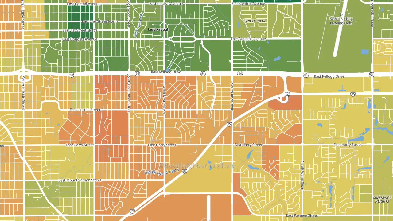 Eastridge, Wichita, KS block-group voter-turnout map