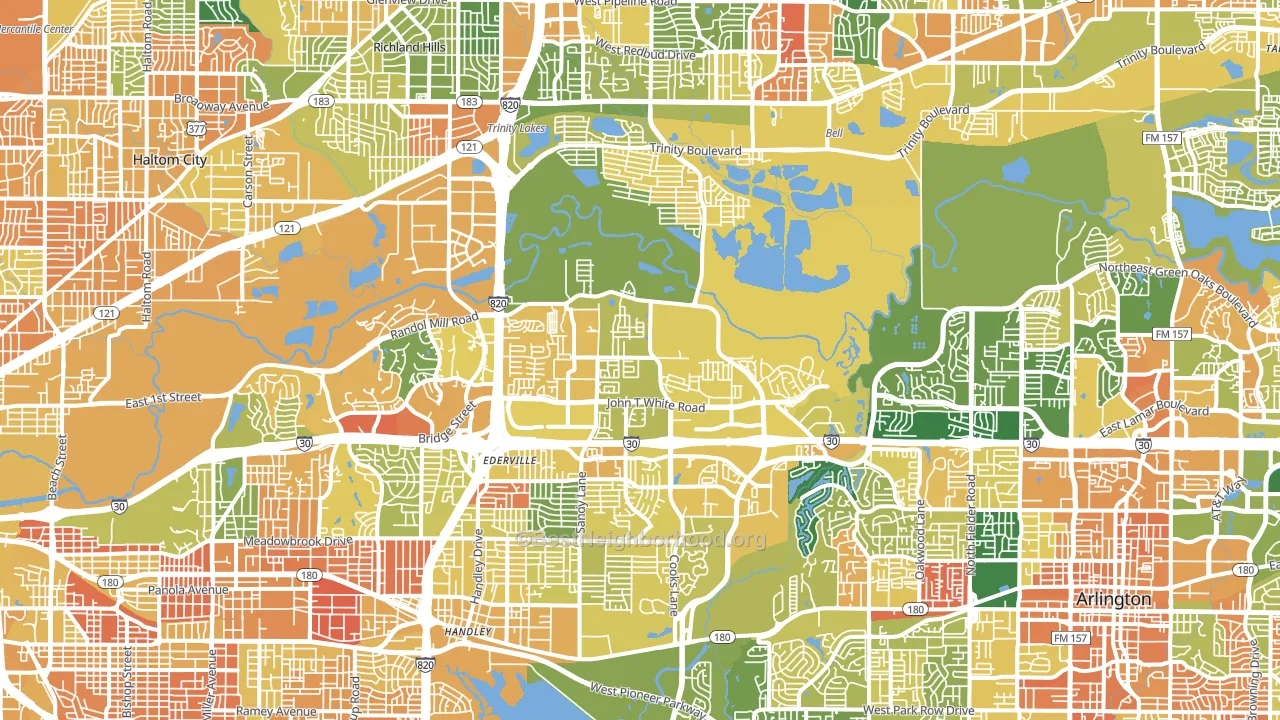Eastside, Fort Worth, TX block-group voter-turnout map