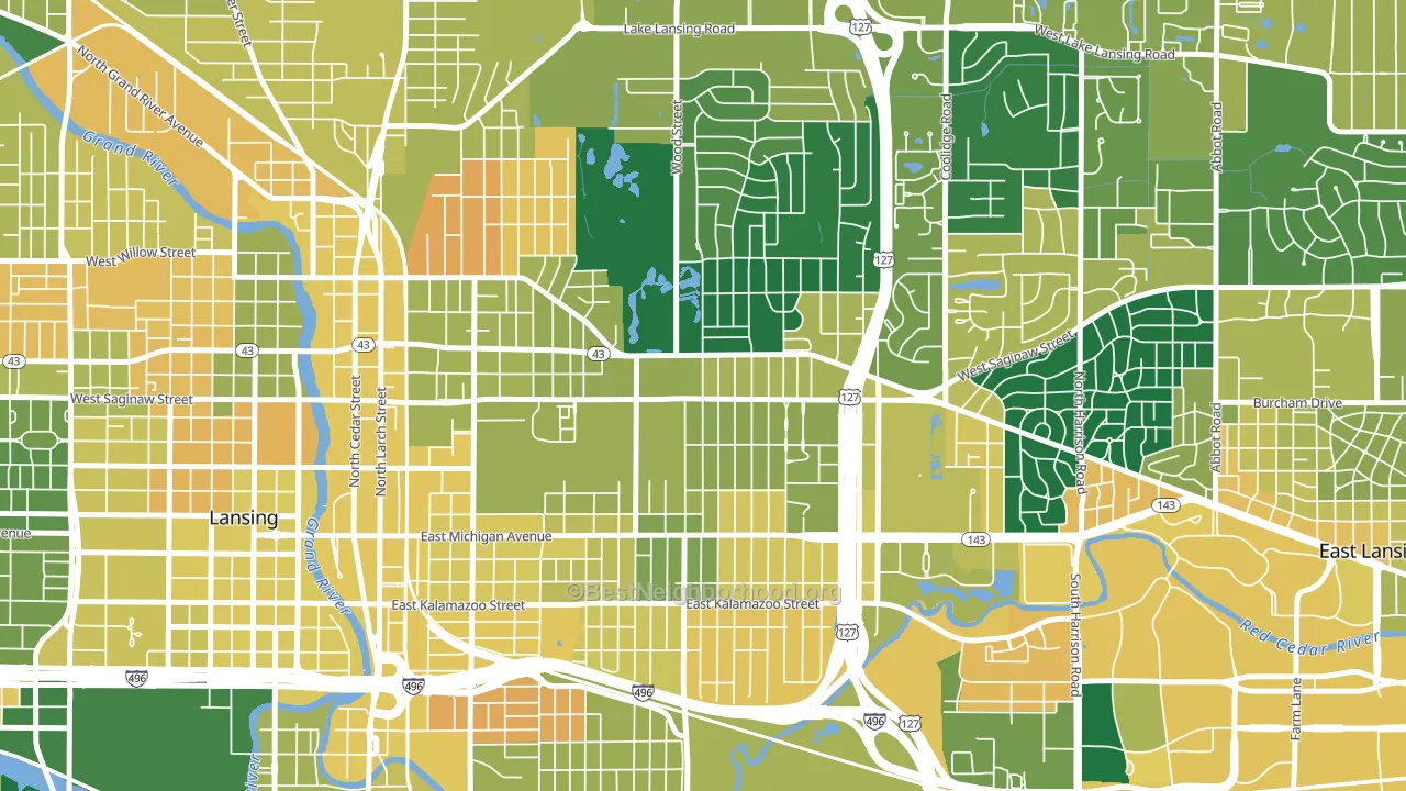 Eastside Lansing, Lansing, MI block-group voter-turnout map