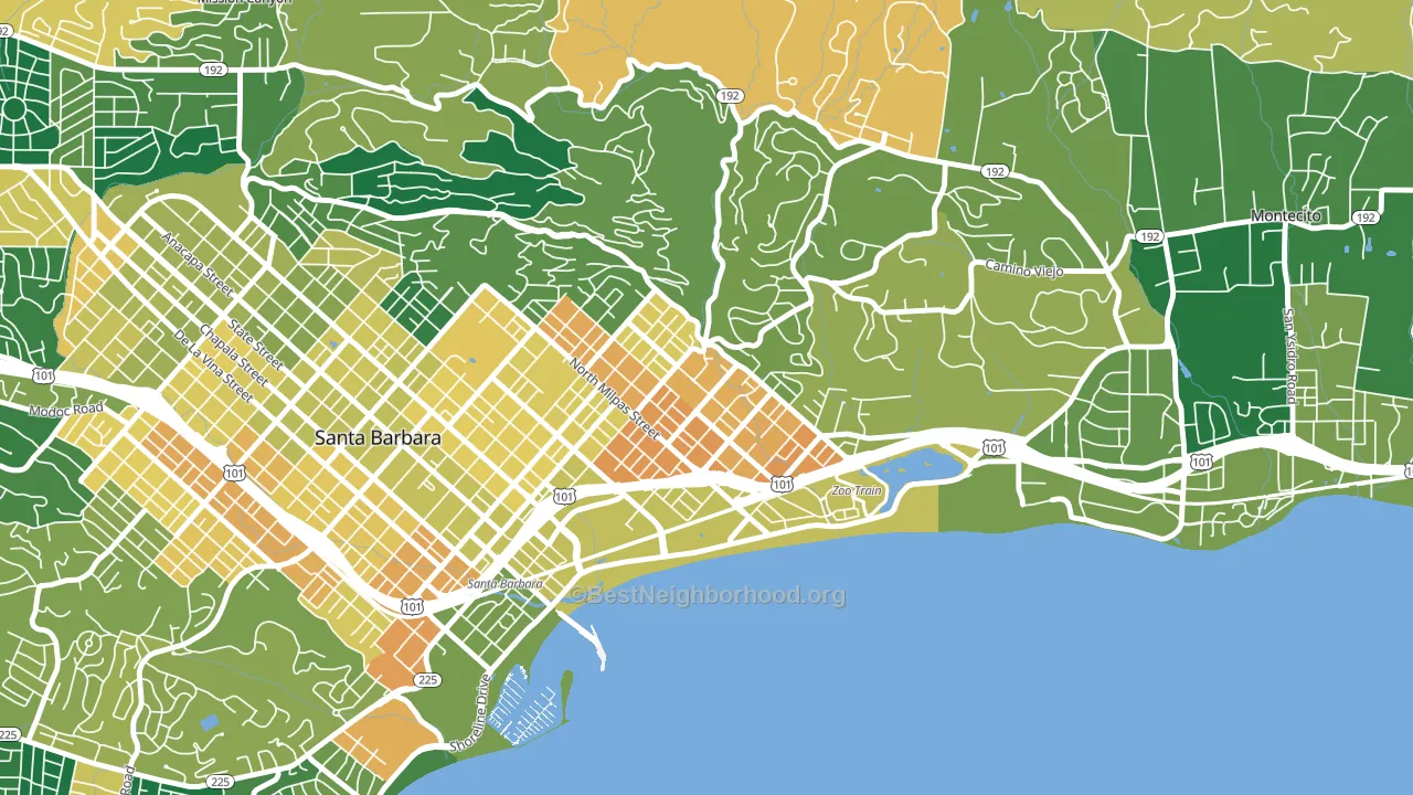 Eastside Santa Barbara, Santa Barbara, CA block-group voter-turnout map