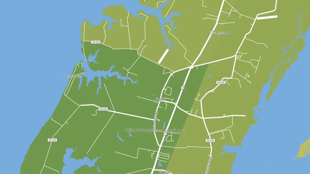 Eastville, VA block-group voter-turnout map