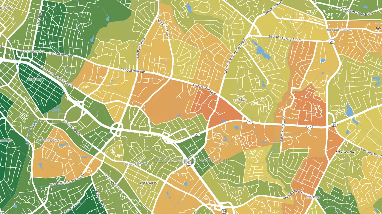 Eastway-Sheffield Park, Charlotte, NC block-group voter-turnout map