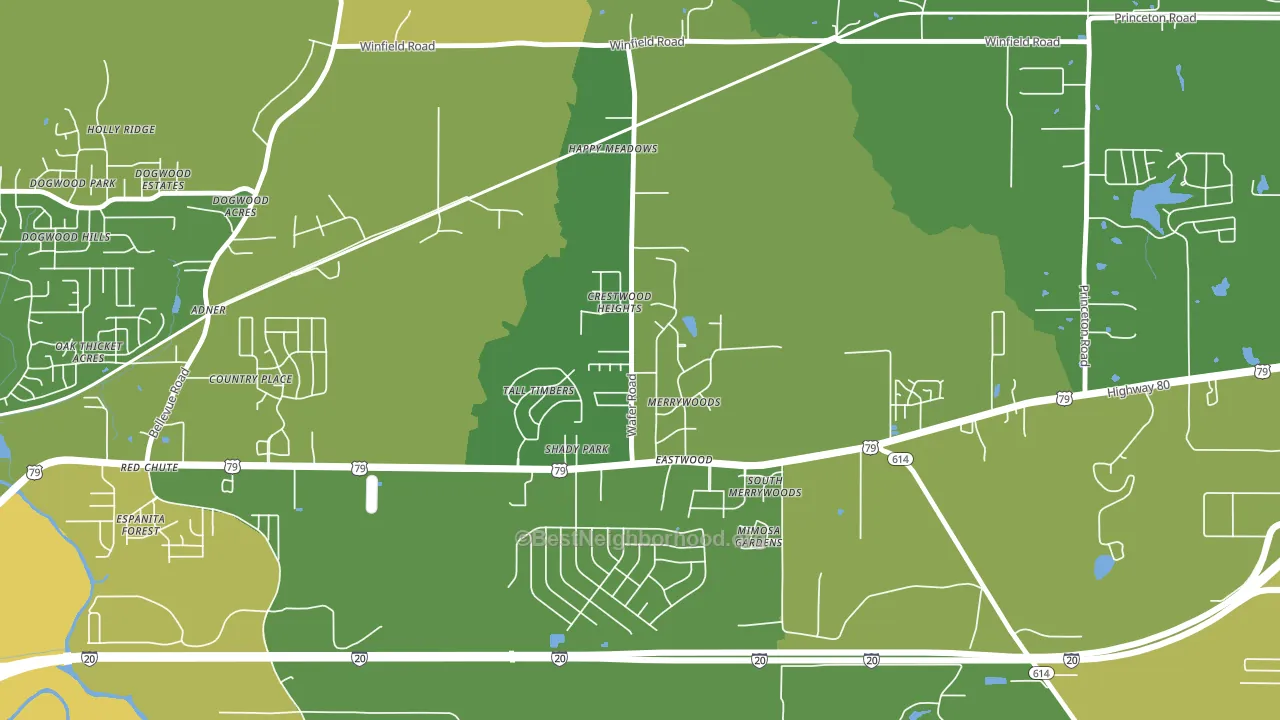 Eastwood, LA block-group voter-turnout map