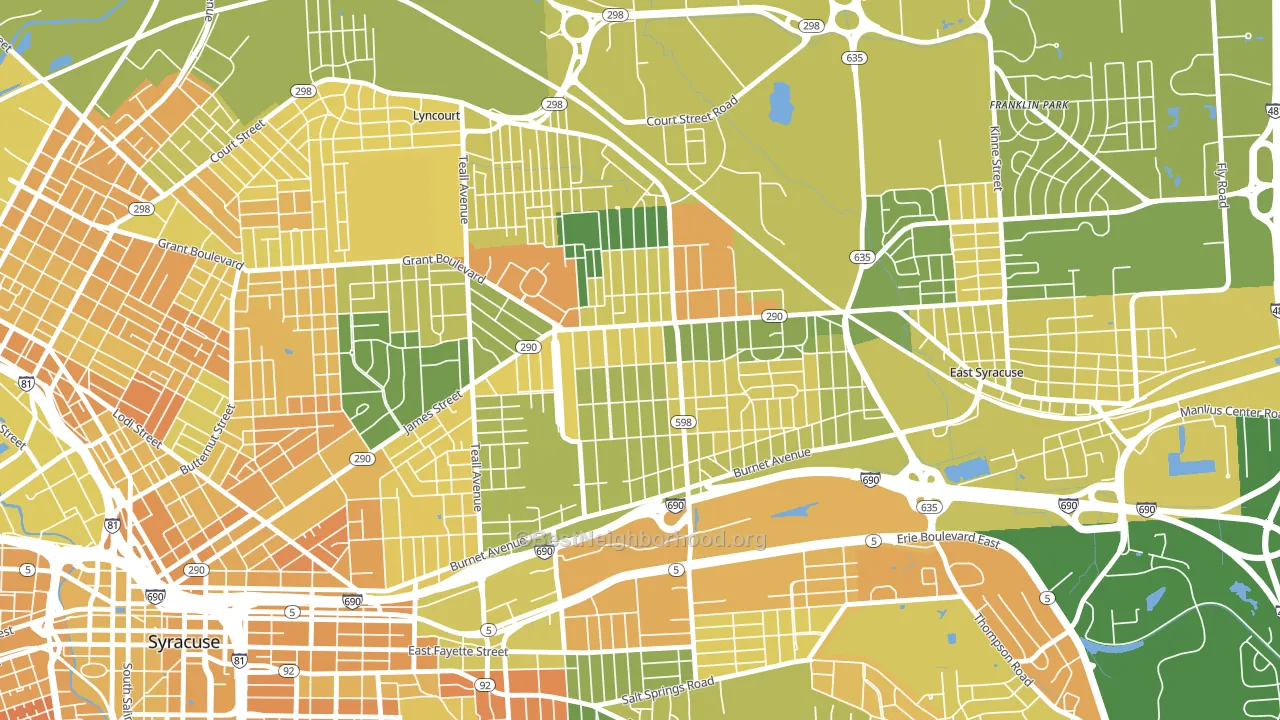 Eastwood, Syracuse, NY block-group voter-turnout map