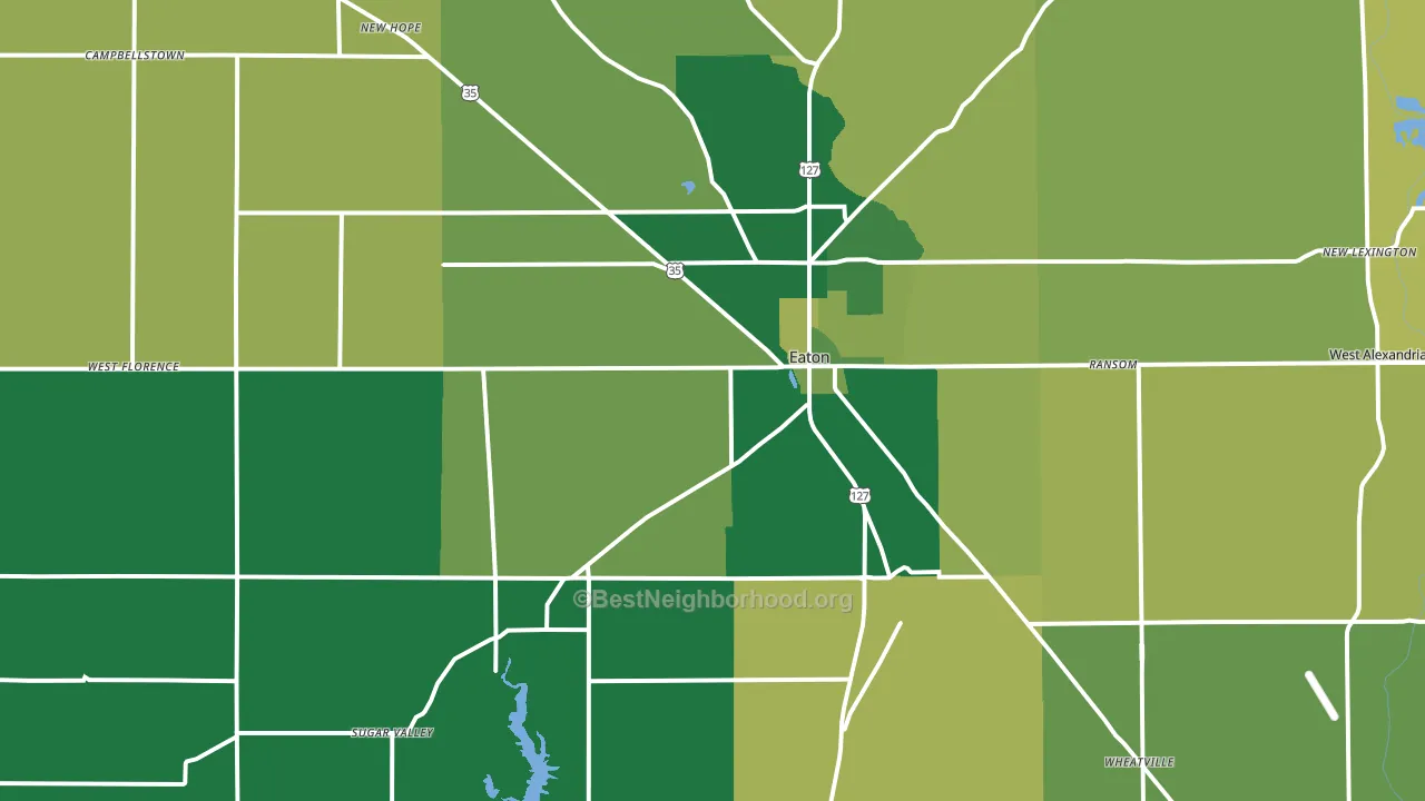 Eaton, OH block-group voter-turnout map