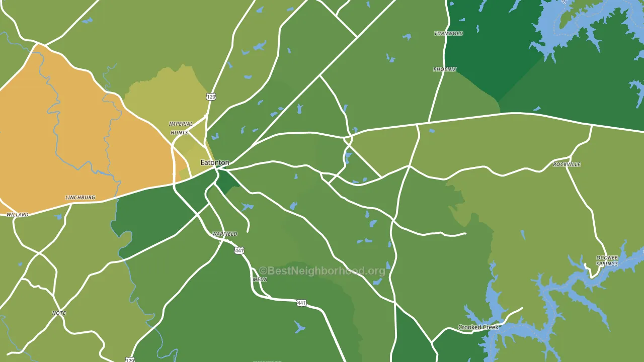 Eatonton, GA block-group voter-turnout map