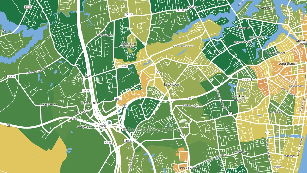 Eatontown, NJ block-group voter-turnout map