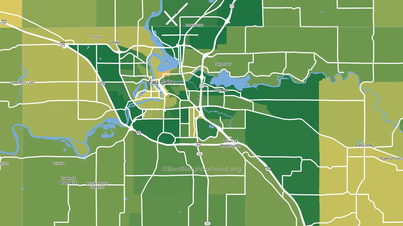 Eau Claire County, WI block-group voter-turnout map