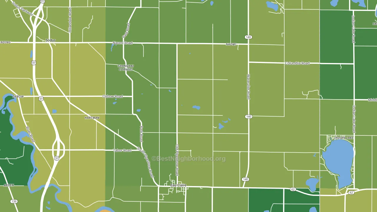 Eau Claire, MI block-group voter-turnout map