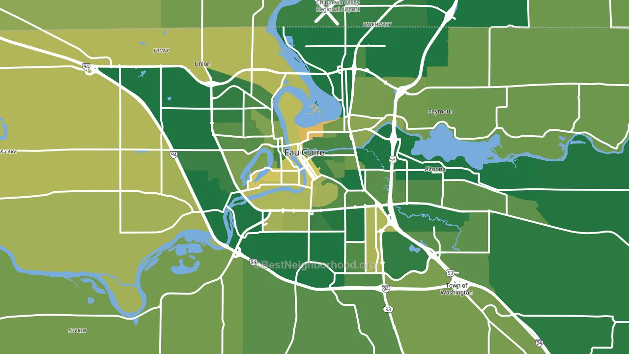 Eau Claire, WI block-group voter-turnout map