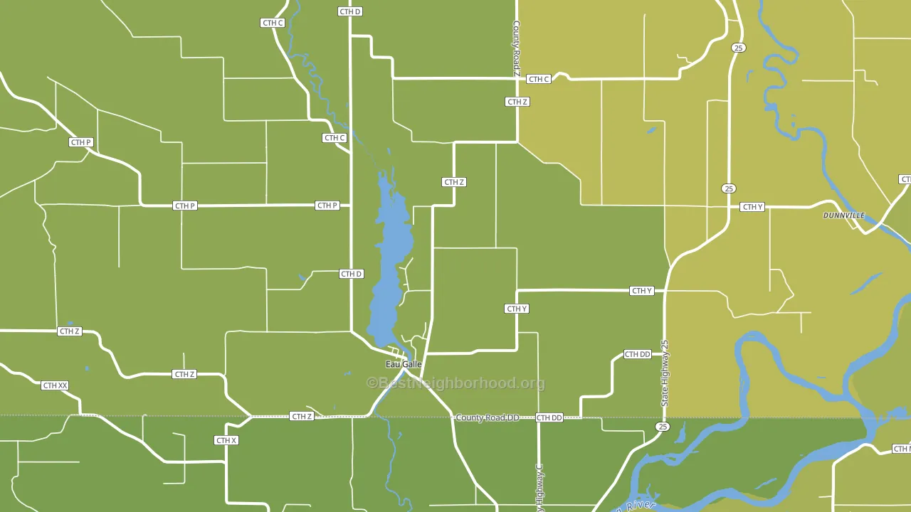Eau Galle, WI block-group voter-turnout map