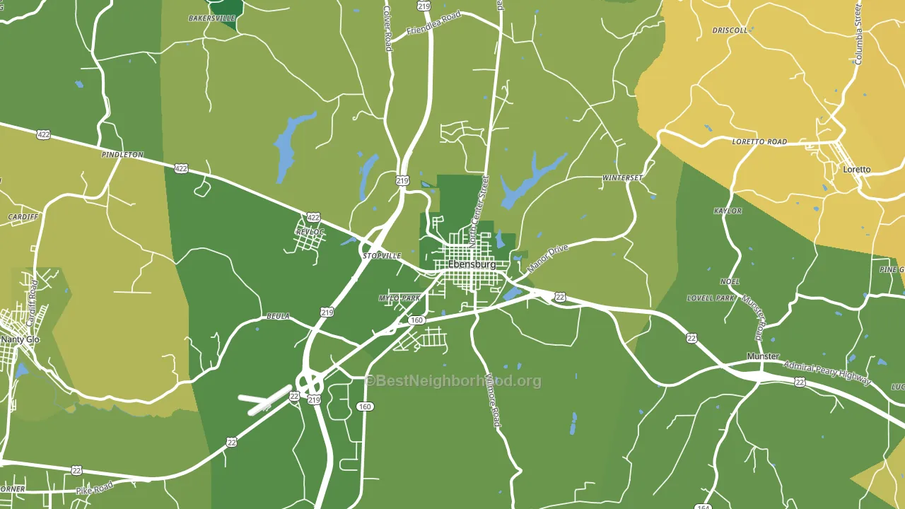 Ebensburg, PA block-group voter-turnout map