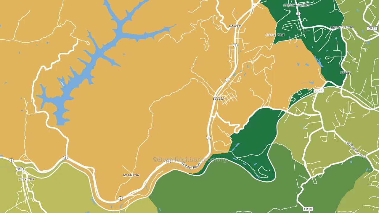 Eccles, WV block-group voter-turnout map
