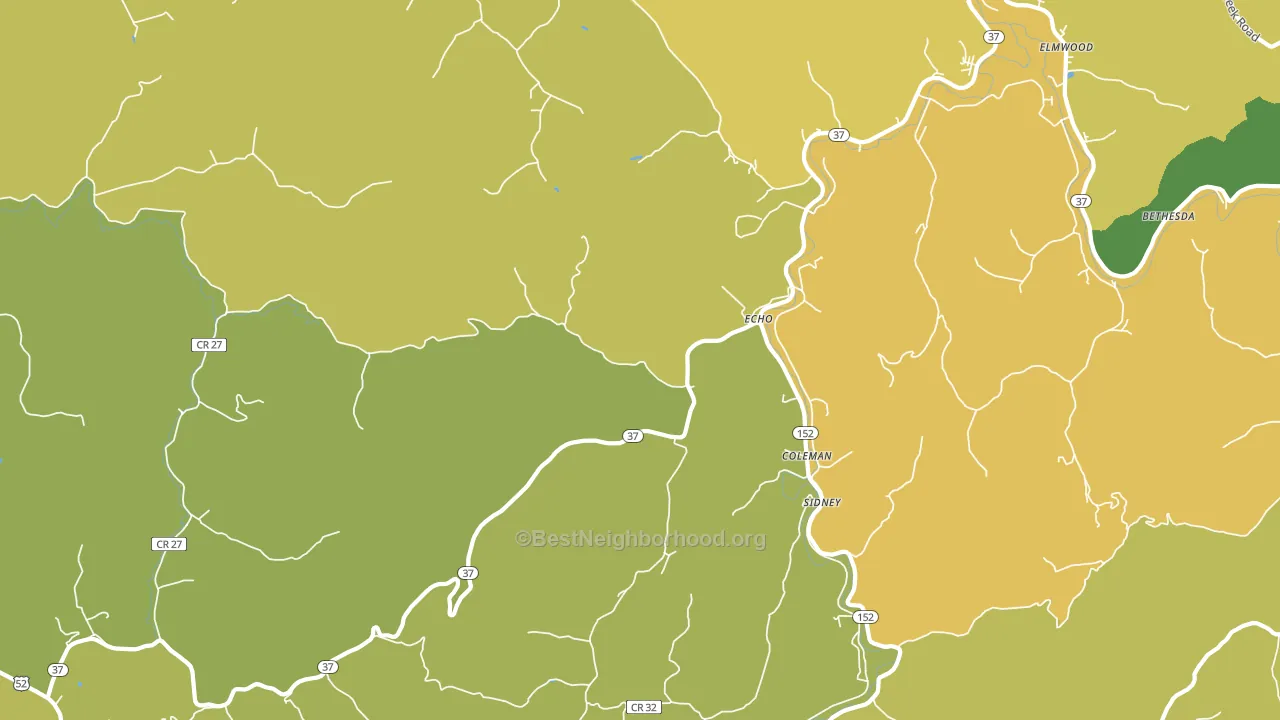 Echo, WV block-group voter-turnout map