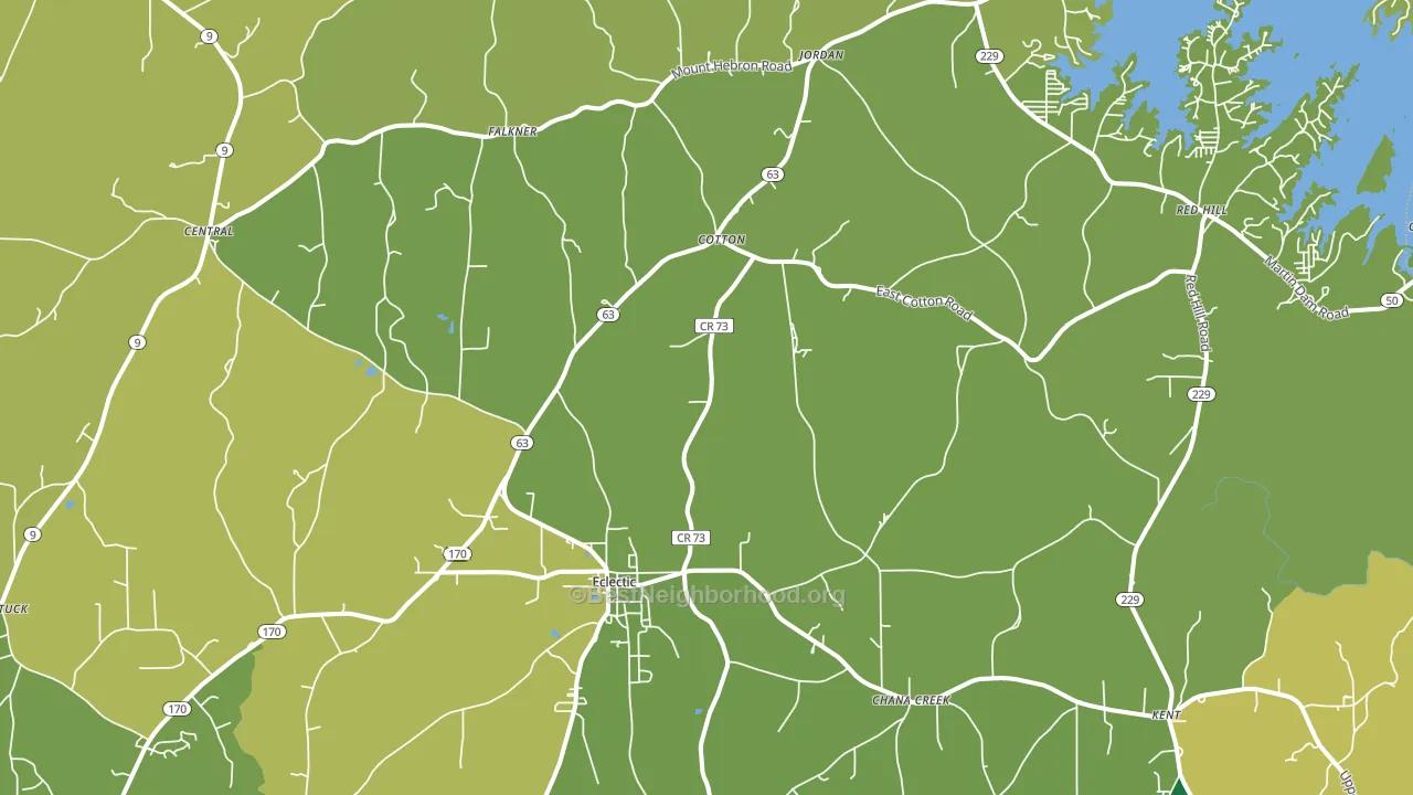 Eclectic, AL block-group voter-turnout map