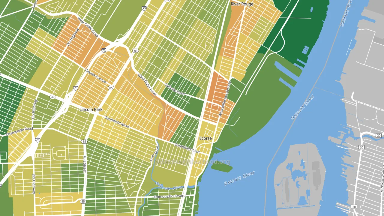 Ecorse, MI block-group voter-turnout map