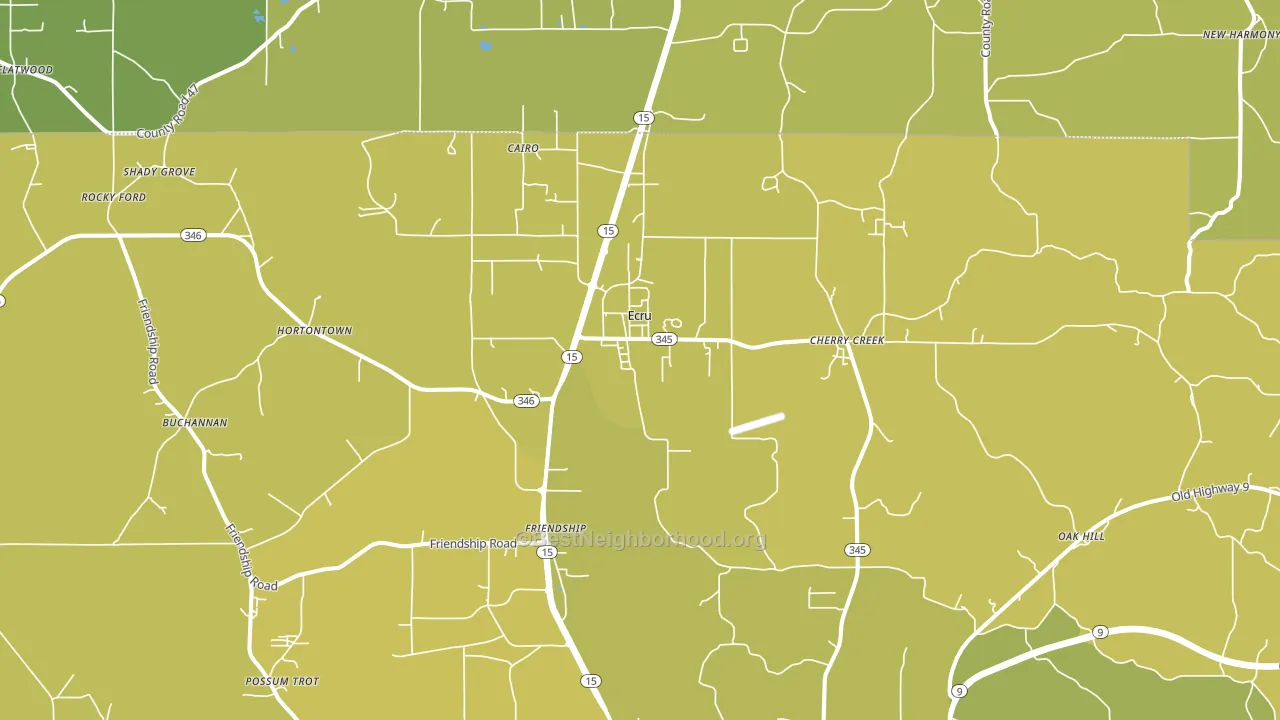 Ecru, MS block-group voter-turnout map