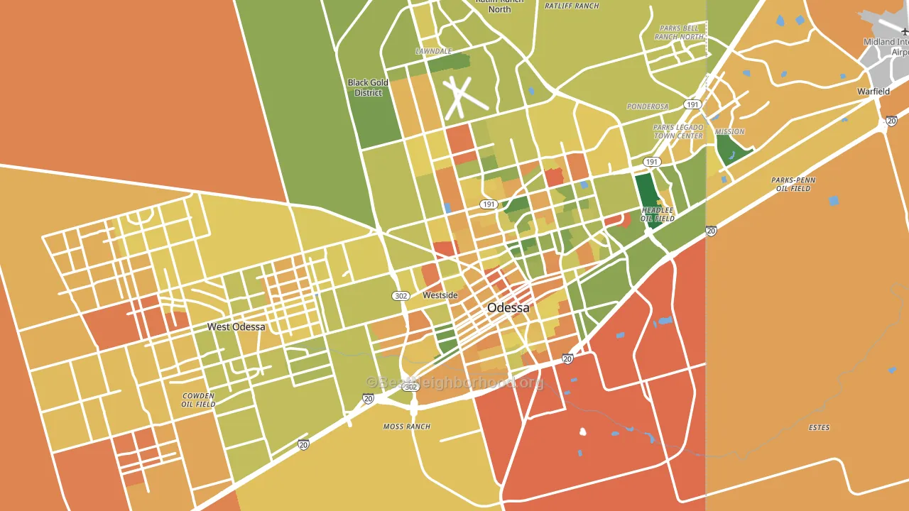 Ector County, TX block-group voter-turnout map