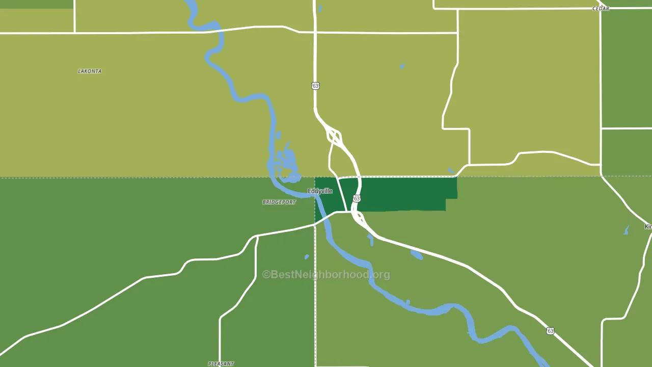 Eddyville, IA block-group voter-turnout map