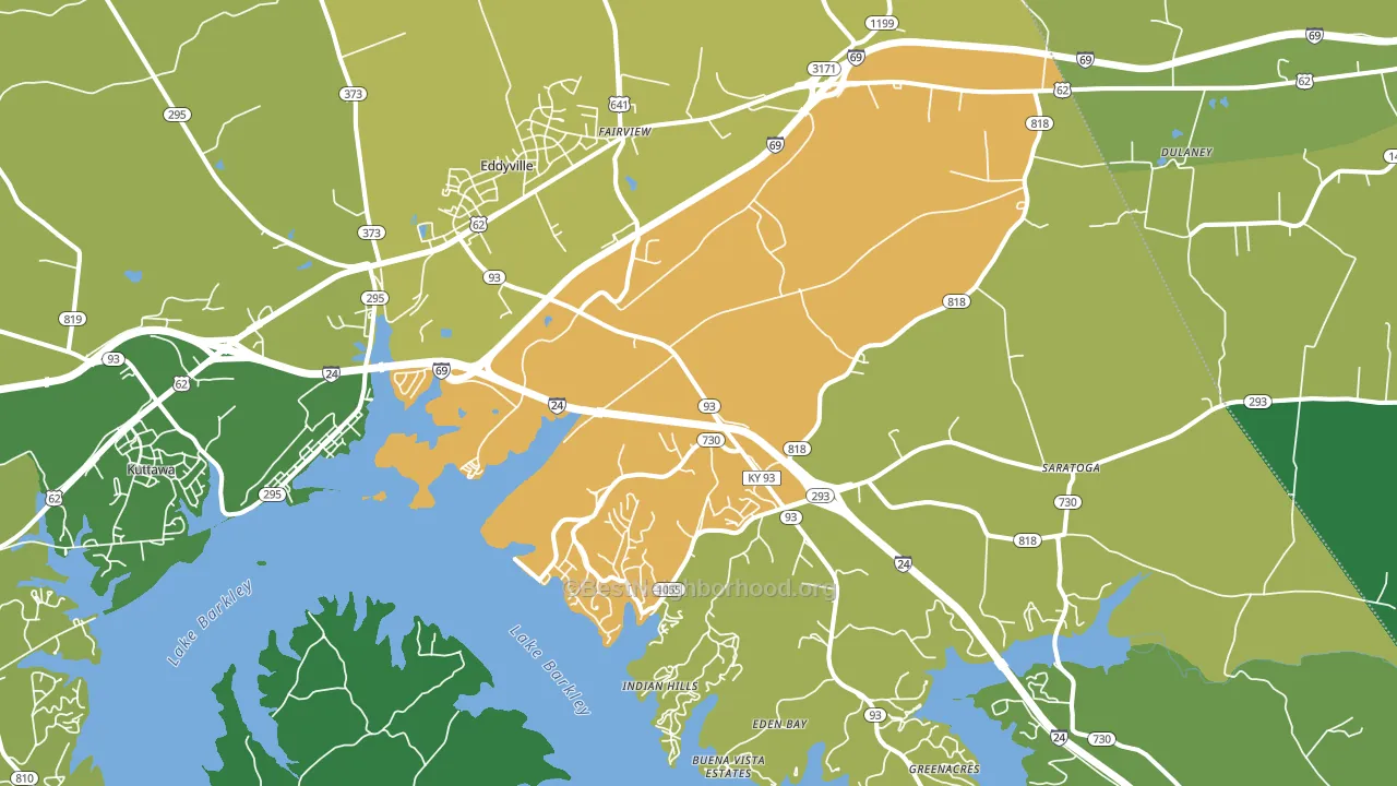 Eddyville, KY block-group voter-turnout map