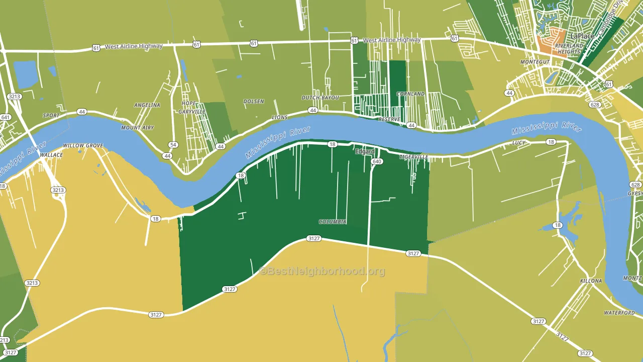 Edgard, LA block-group voter-turnout map