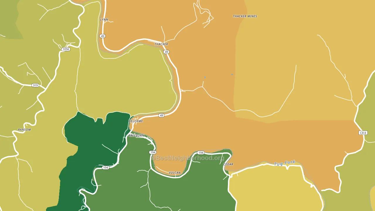 Edgarton, WV block-group voter-turnout map