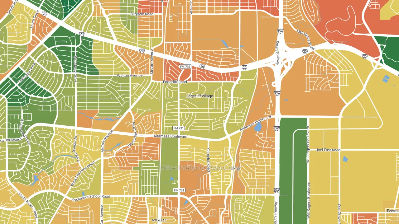 Edgecliff Village, TX block-group voter-turnout map