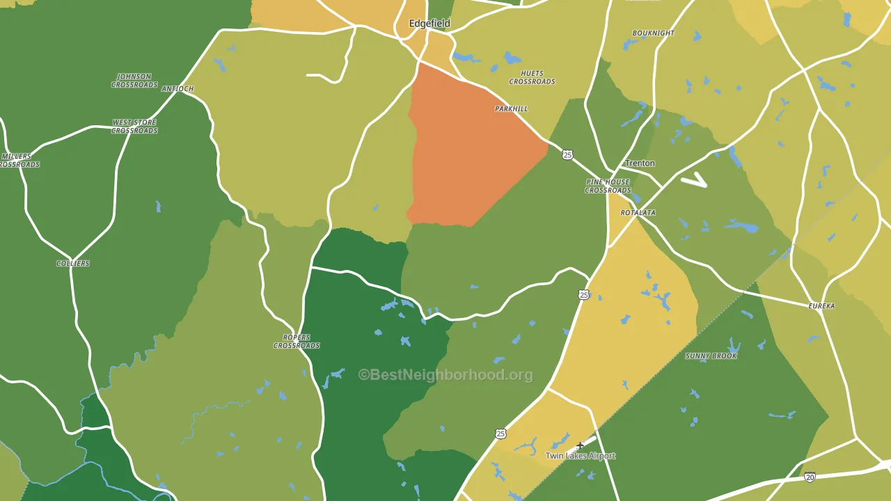 Edgefield County, SC block-group voter-turnout map