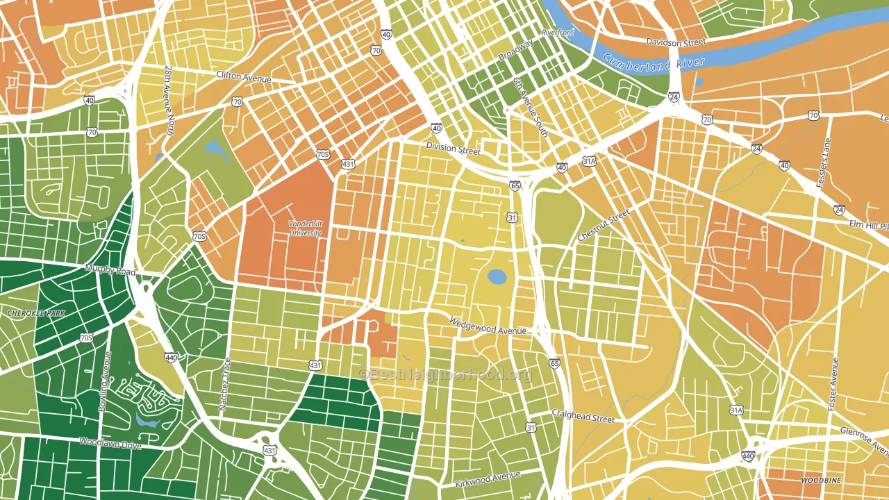 Edgehill, Nashville, TN block-group voter-turnout map