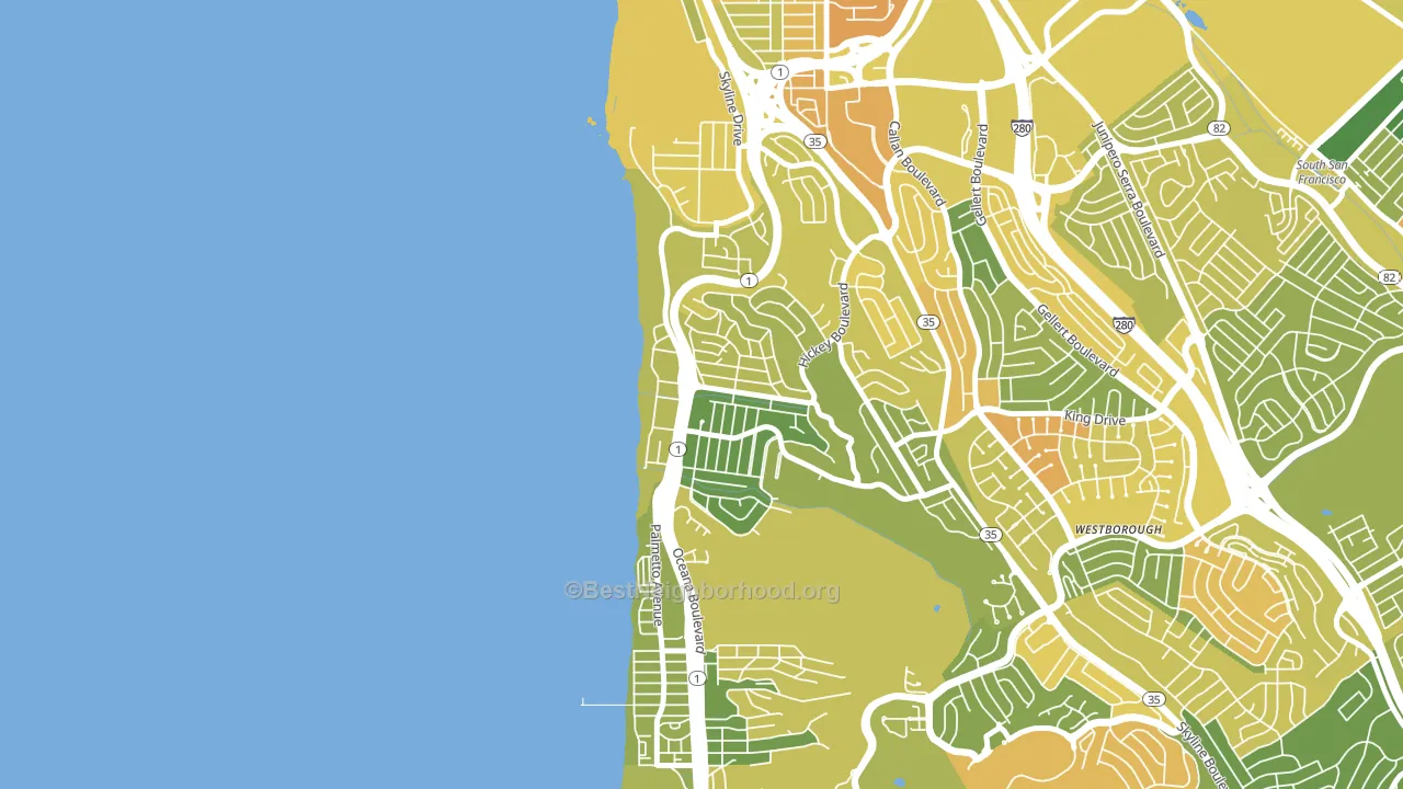 Edgemar-Pacific Manor, Pacifica, CA block-group voter-turnout map