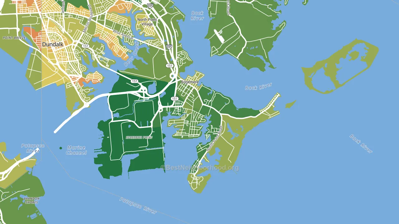 Edgemere, MD block-group voter-turnout map