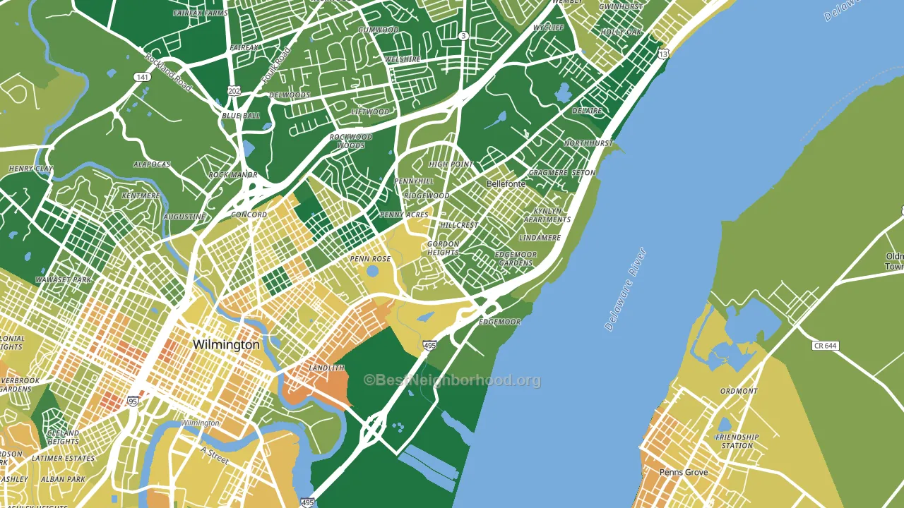 Edgemoor, DE block-group voter-turnout map