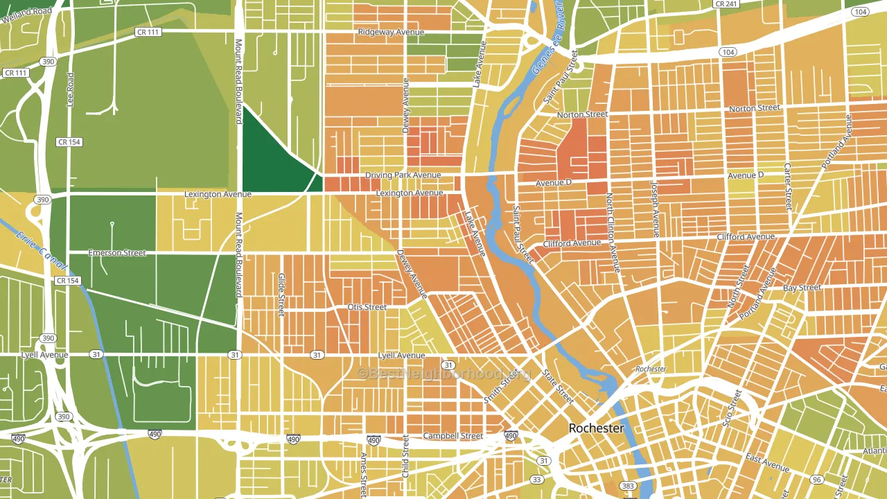 Edgerton, Rochester, NY block-group voter-turnout map