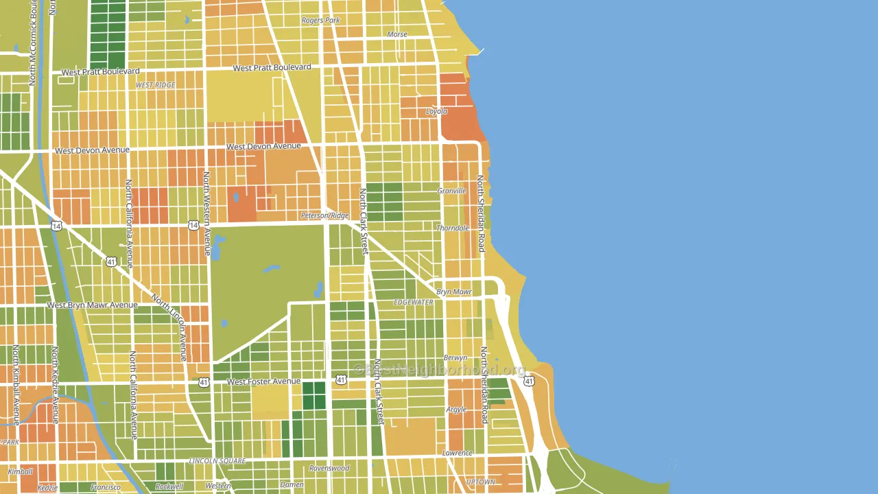 Edgewater, Chicago, IL block-group voter-turnout map