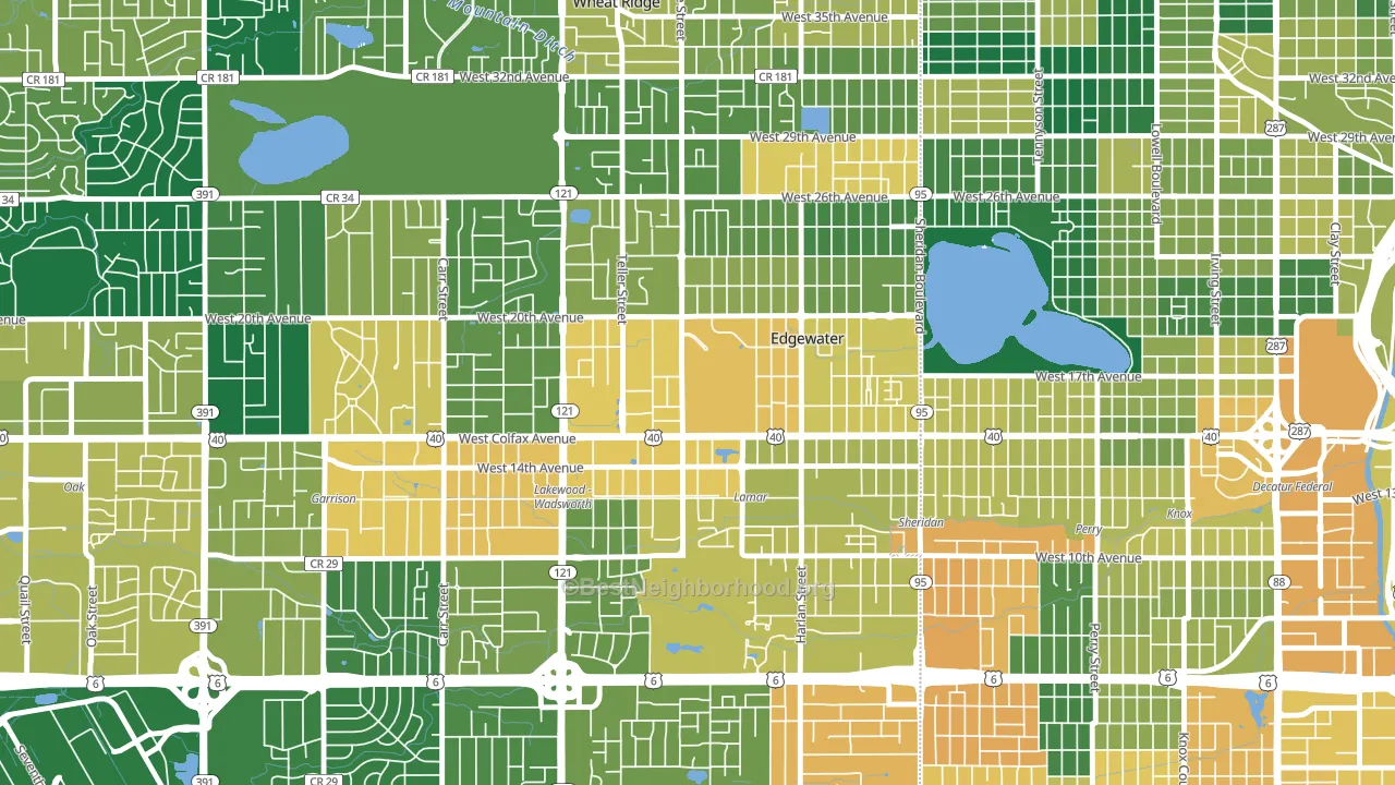 Edgewater, CO block-group voter-turnout map