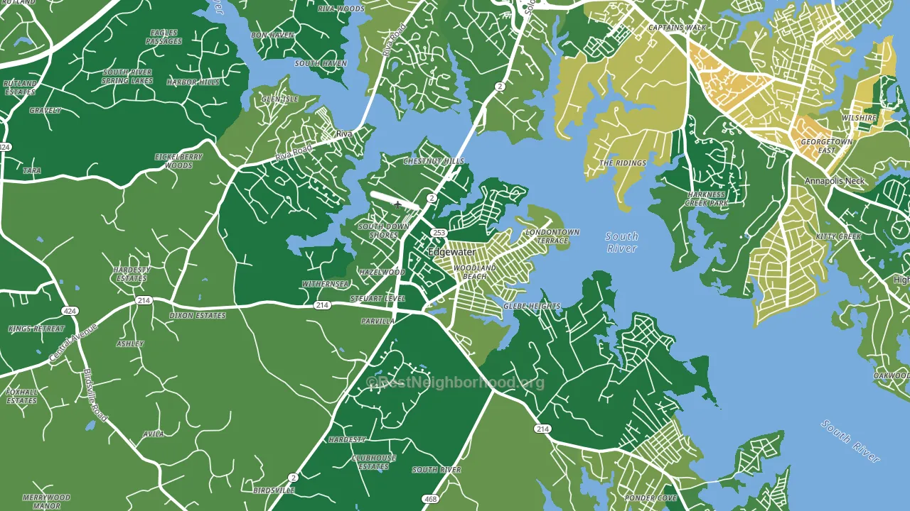 Edgewater, MD block-group voter-turnout map