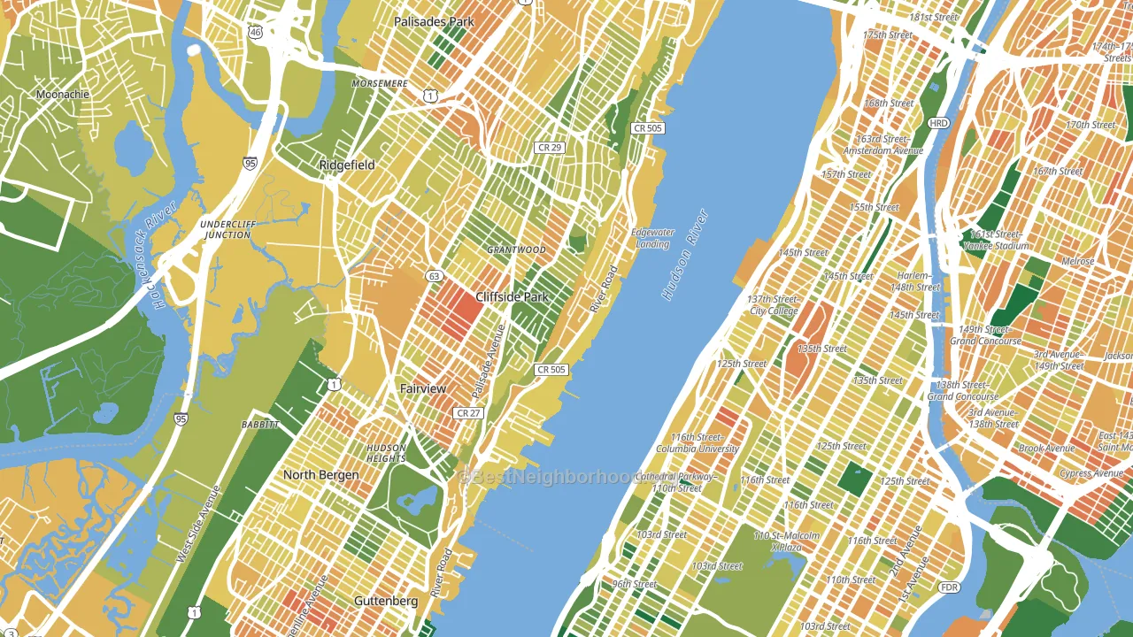 Edgewater, NJ block-group voter-turnout map