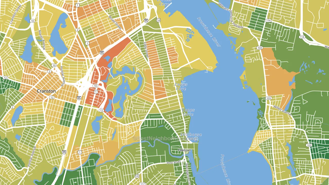 Edgewood, Cranston, RI block-group voter-turnout map