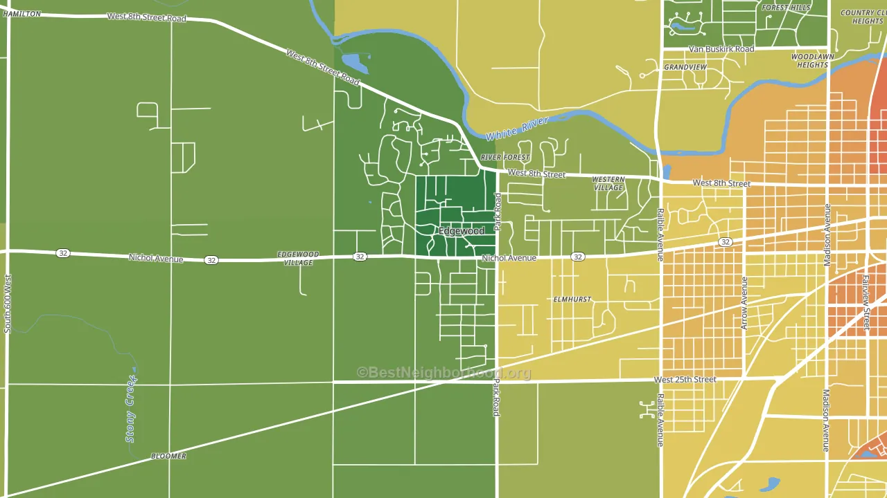 Edgewood, IN block-group voter-turnout map