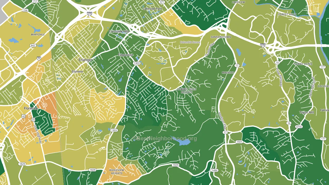 Edgewood, KY block-group voter-turnout map