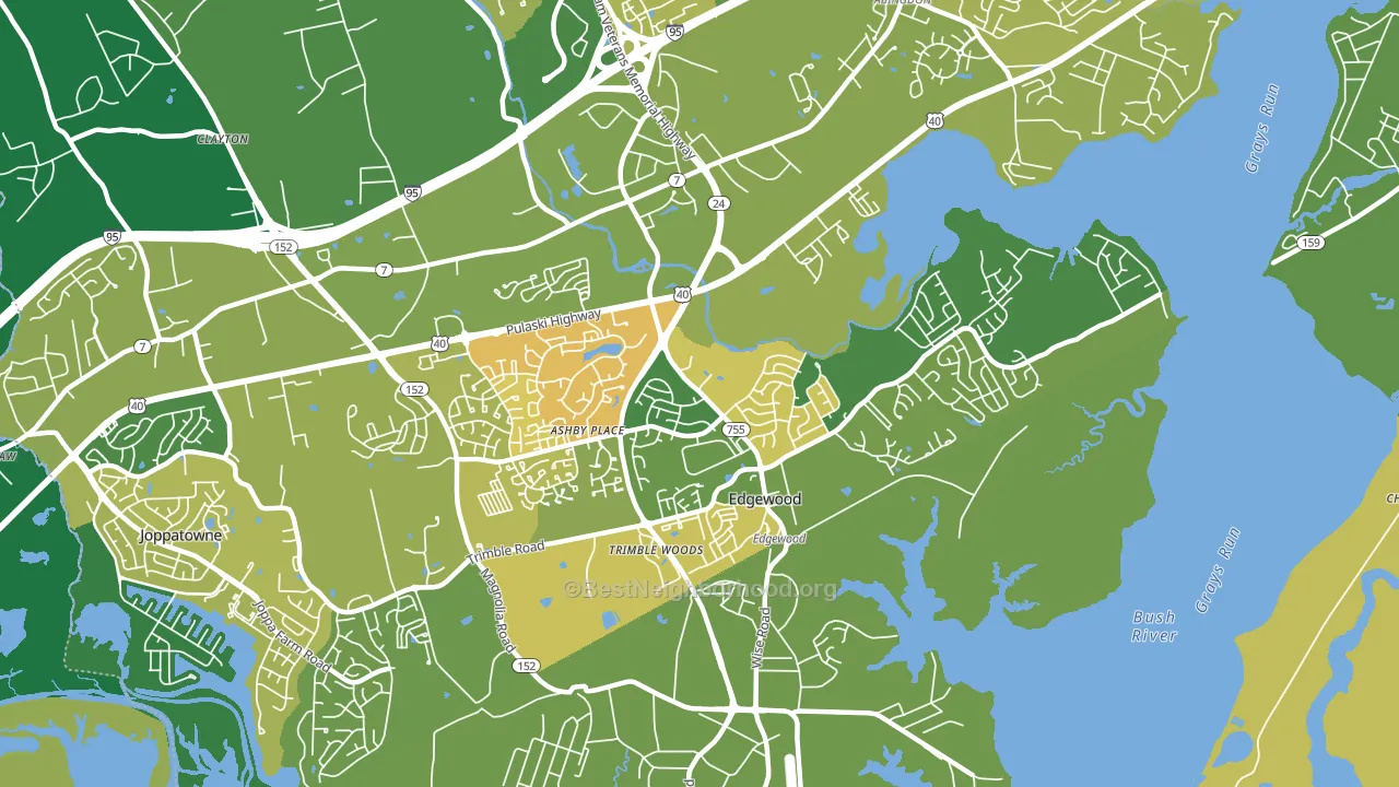 Edgewood, MD block-group voter-turnout map