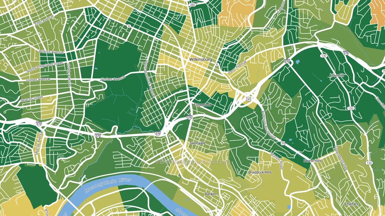 Edgewood, PA block-group voter-turnout map